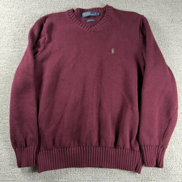 Polo Ralph Lauren Knit Button Top Sweater Maroon Men’s Size Large - Picture 1 of 8